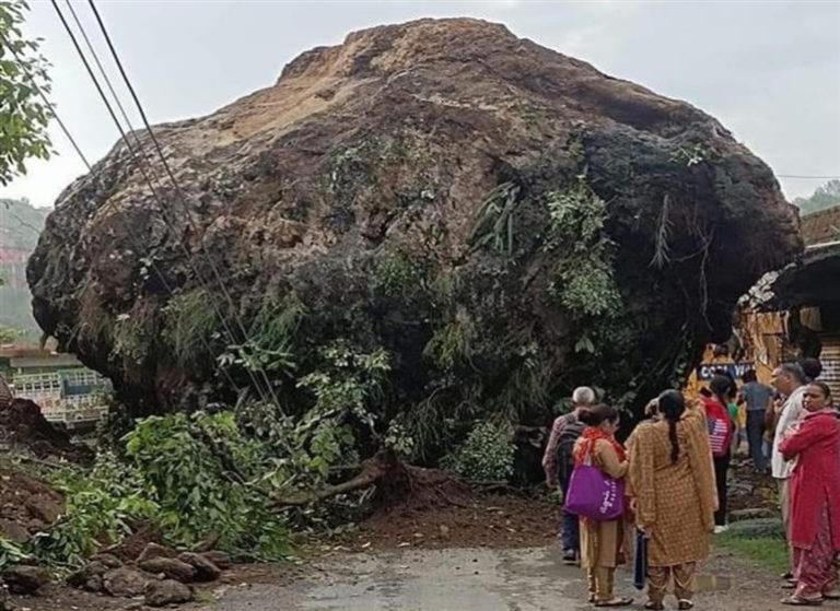 बारिश का कहर : अर्की के बखालग में सड़क पर आया विशाल पहाड़, यातायात अवरुद्ध, कई मकानों को नुकसान ! देखें विडियो..