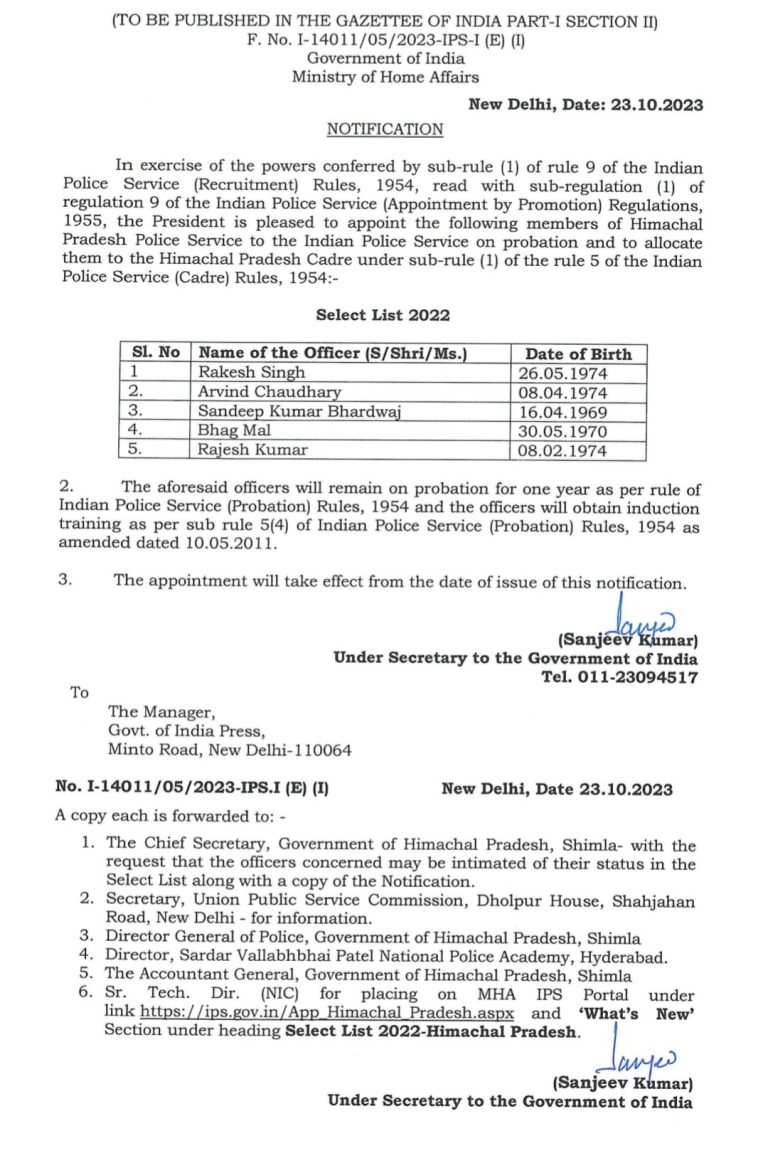 5 HPPS को पदोन्ति, बनाया गया IPS