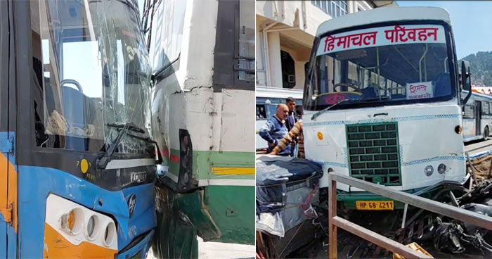 शिमला ओल्ड बस स्टैंड में बड़ा हादसा, HRTC बसों में भिड़ंत… दो घायल, चालक फरार